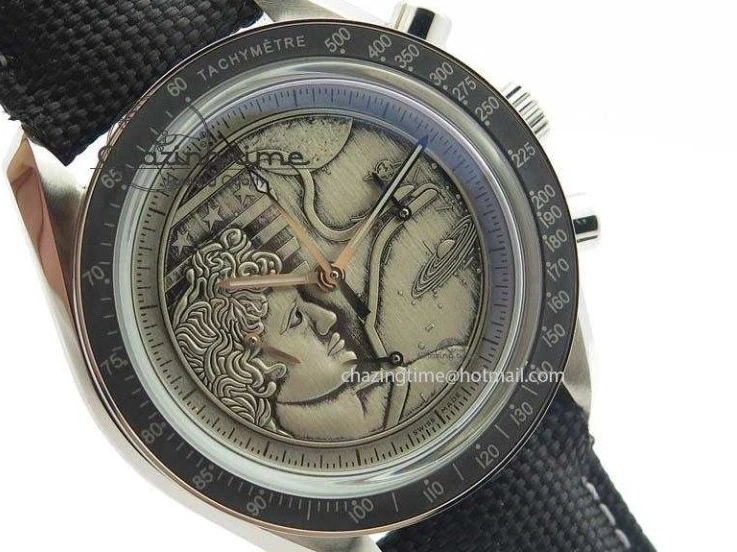 0701 Speedmaster JHF SS ‘Work on the Moon’ Gray Dial On Black Nylon Strap WaterResistant 8207